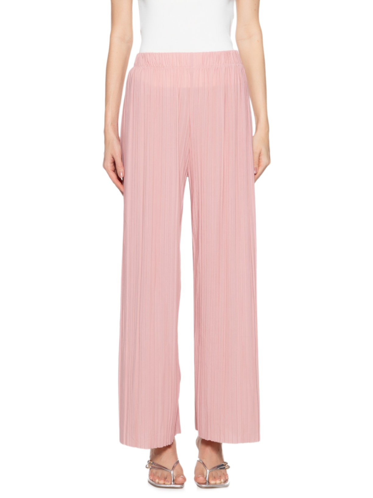 Calça Feminina Pantalona Plissada Rosa Market 33
