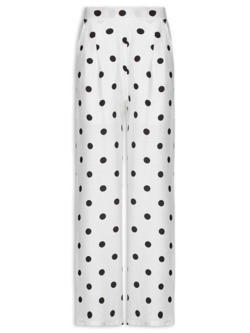 Calça Feminina Pantalona Poá - Branco