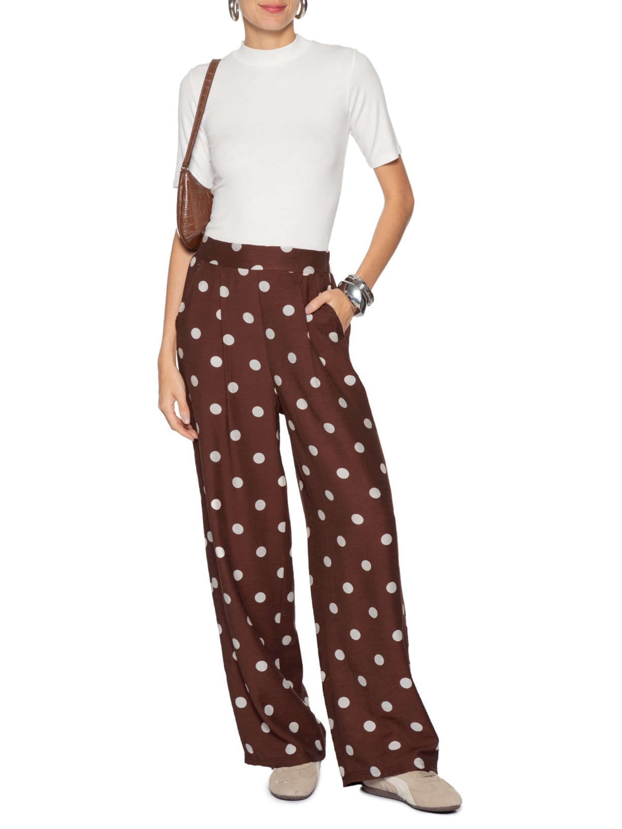 Calça Feminina Pantalona Poá - Marrom by MARKET 33