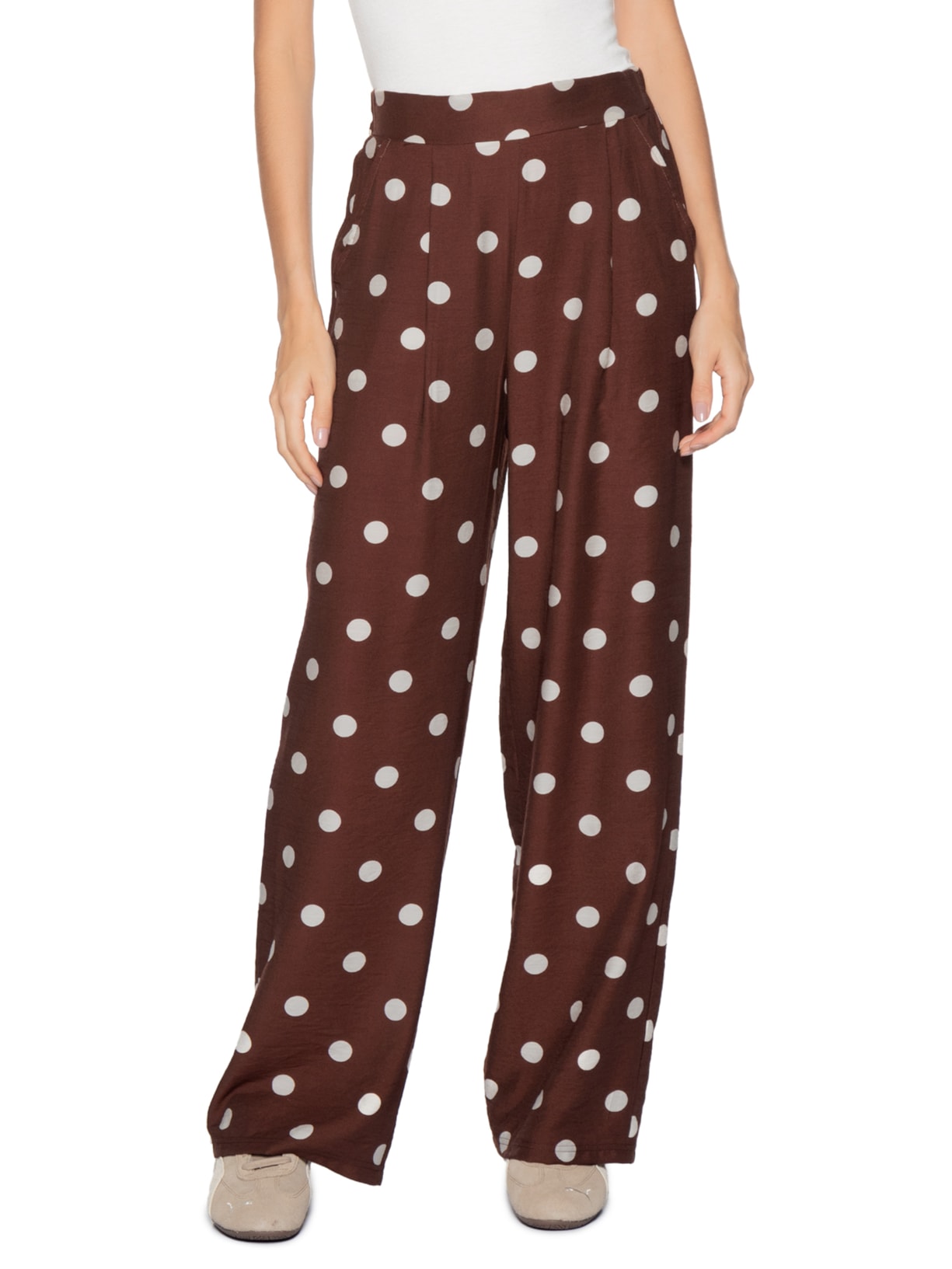 Calça Feminina Pantalona Poá - Marrom by MARKET 33
