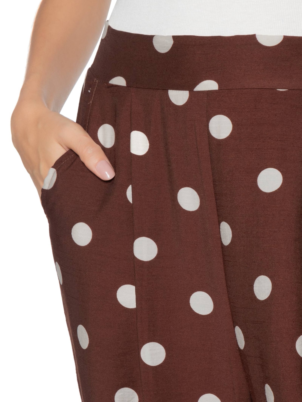 Calça Feminina Pantalona Poá Marrom Market 33