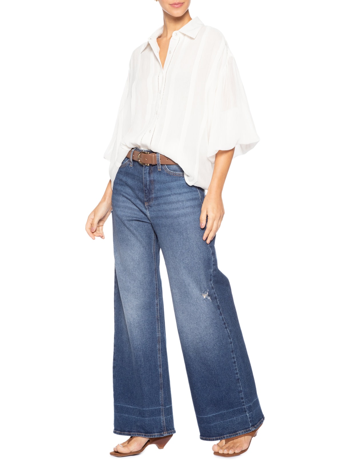 Calça Feminina Pantalona Poti Azul Le Lis