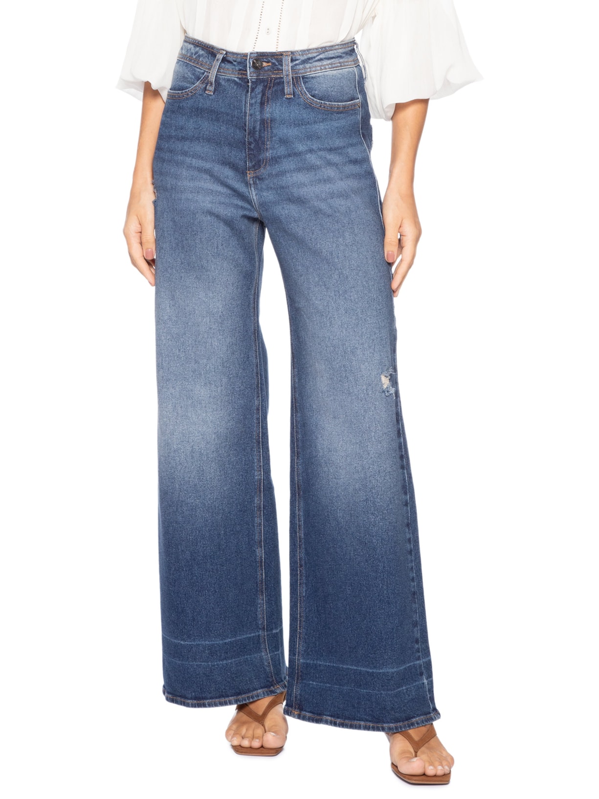 Calça Feminina Pantalona Poti Azul Le Lis