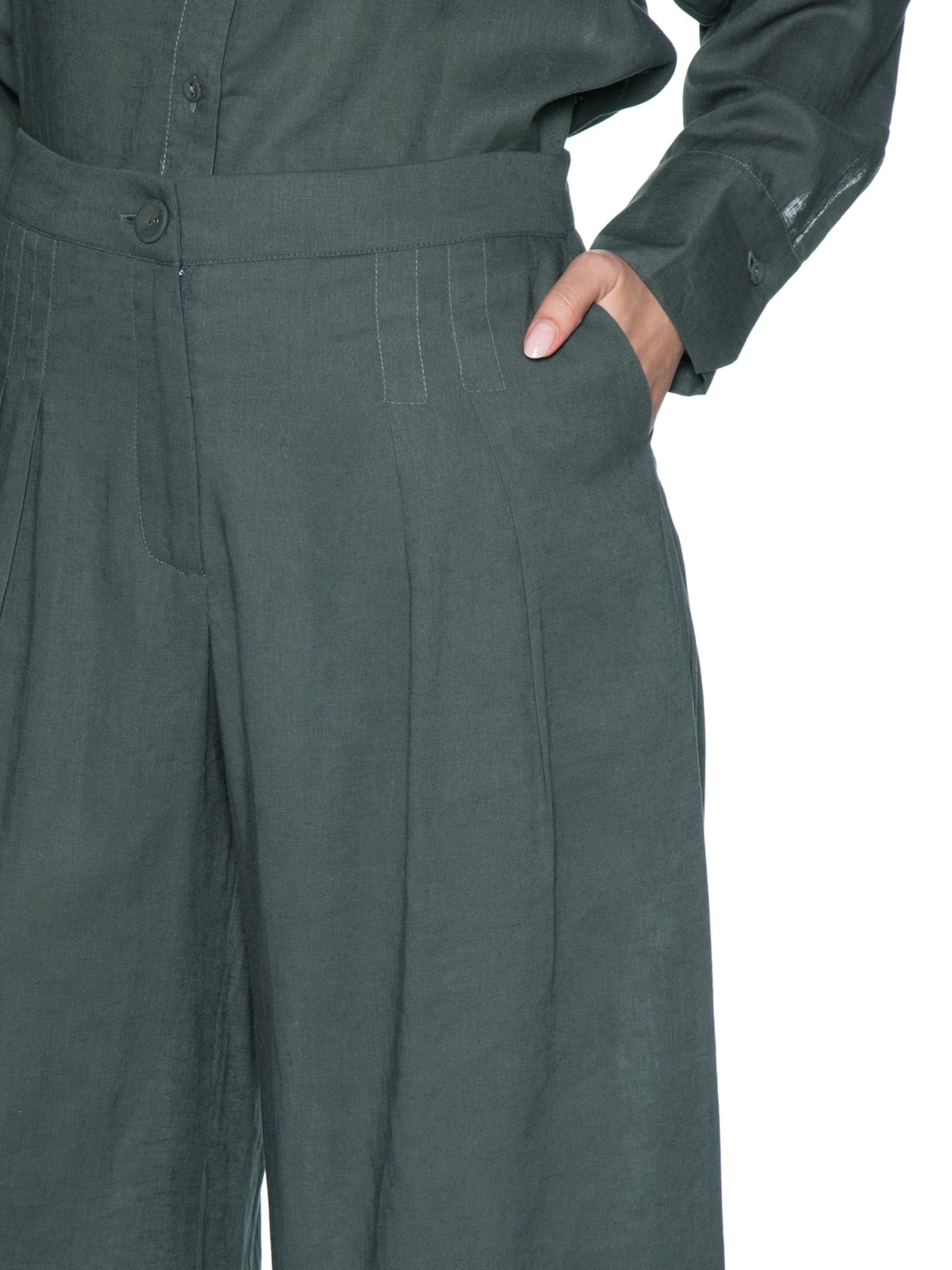 Calça Feminina Pantalona Prega Alfaiataria Cinza Maria Filó