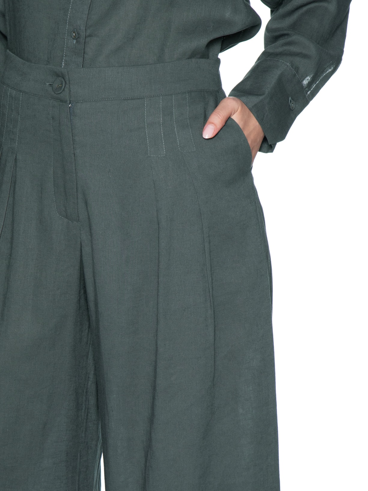 Calça Feminina Pantalona Prega Alfaiataria Cinza Maria Filó