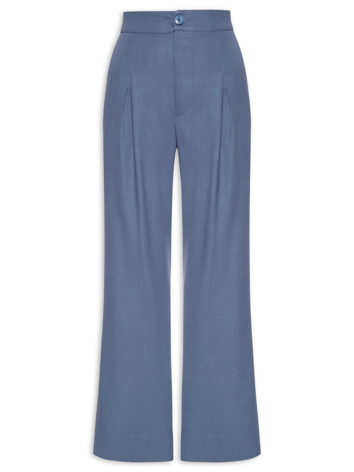 Calça Feminina Pantalona Pregas - Azul
