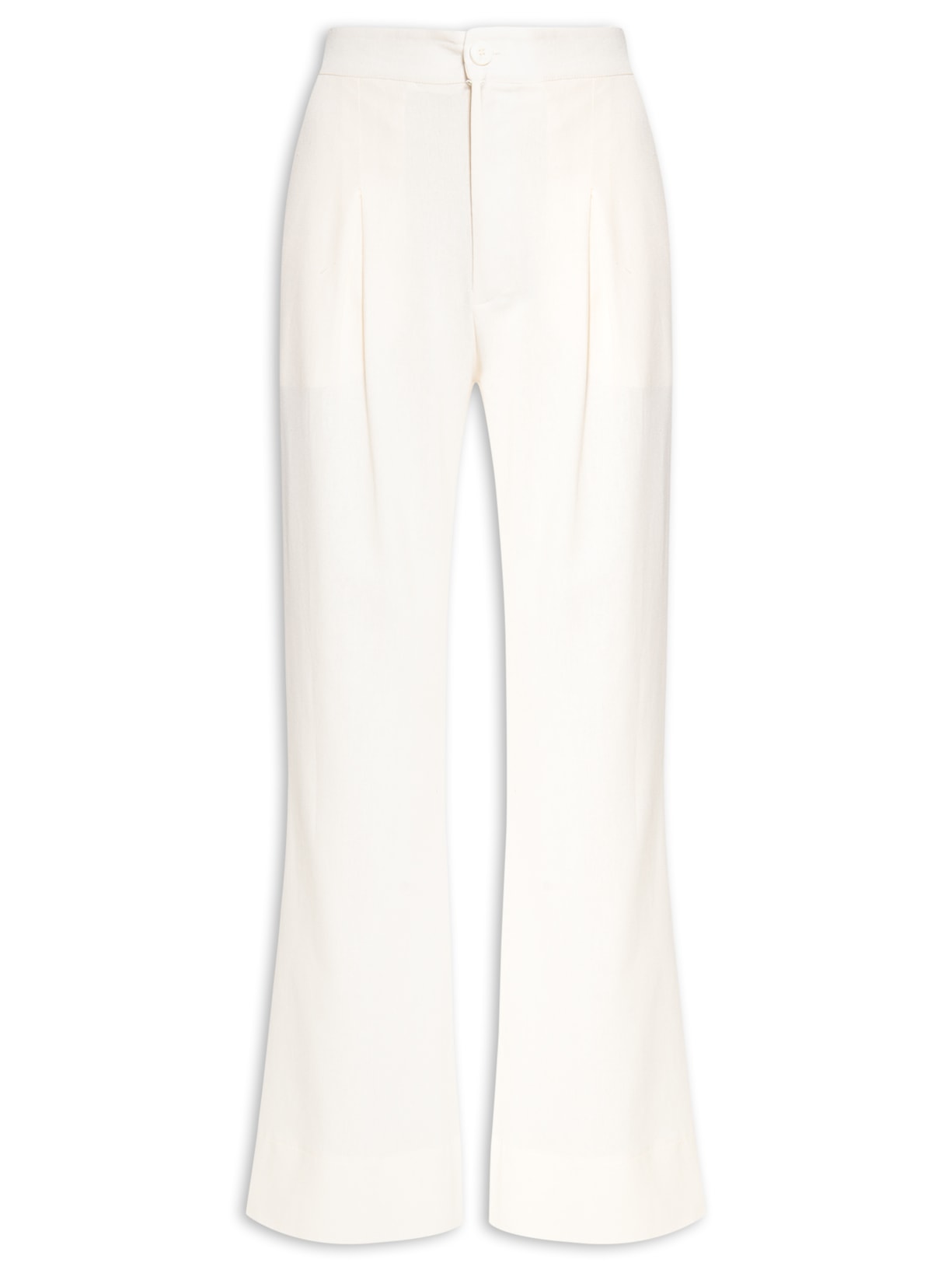 Calça Feminina Pantalona Pregas - Bege