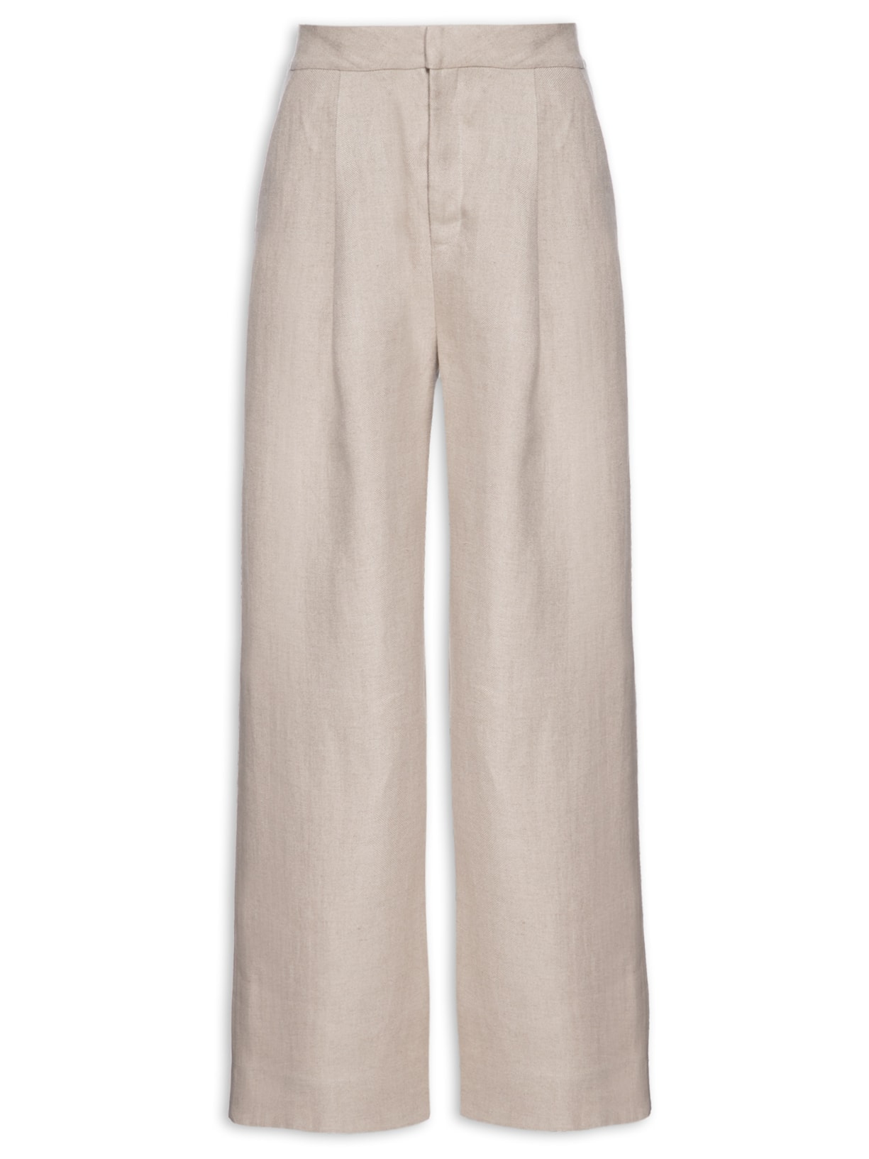 Calça Feminina Pantalona Pregas - Bege