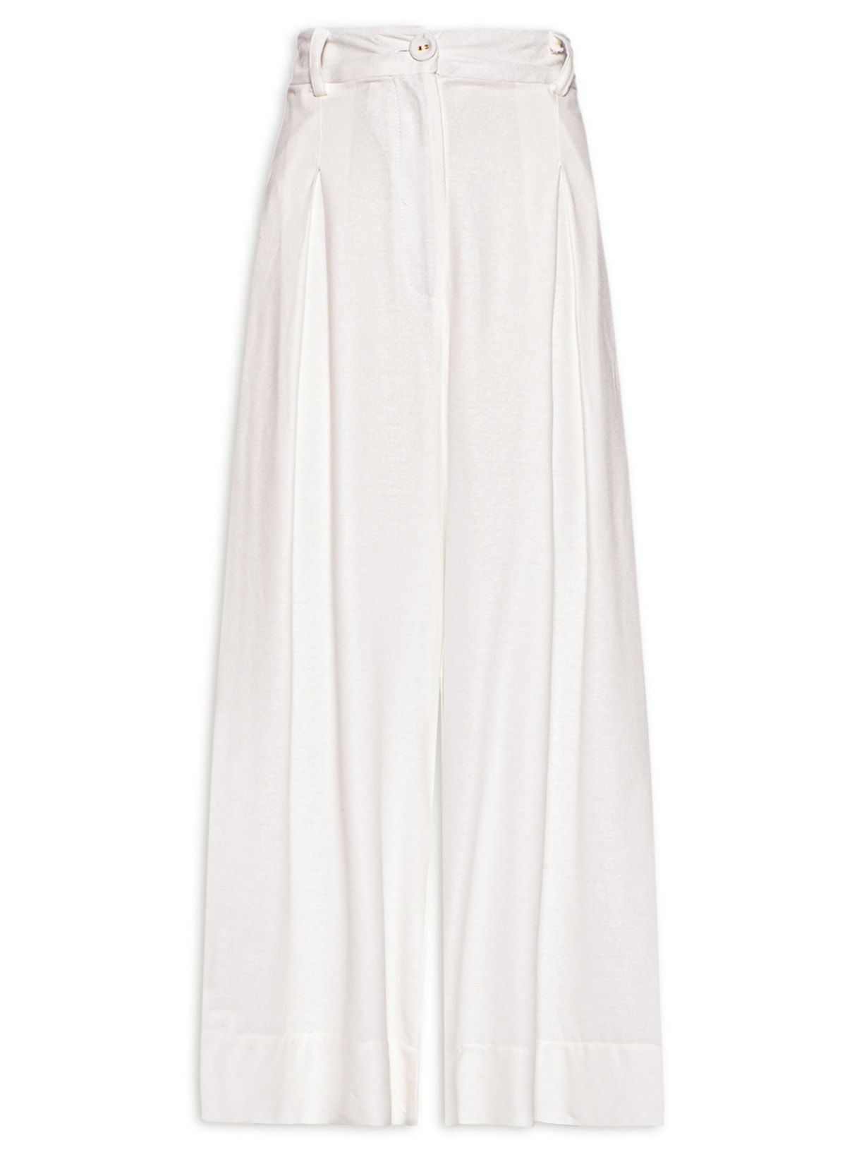 Calça Feminina Pantalona Pregas - Branco