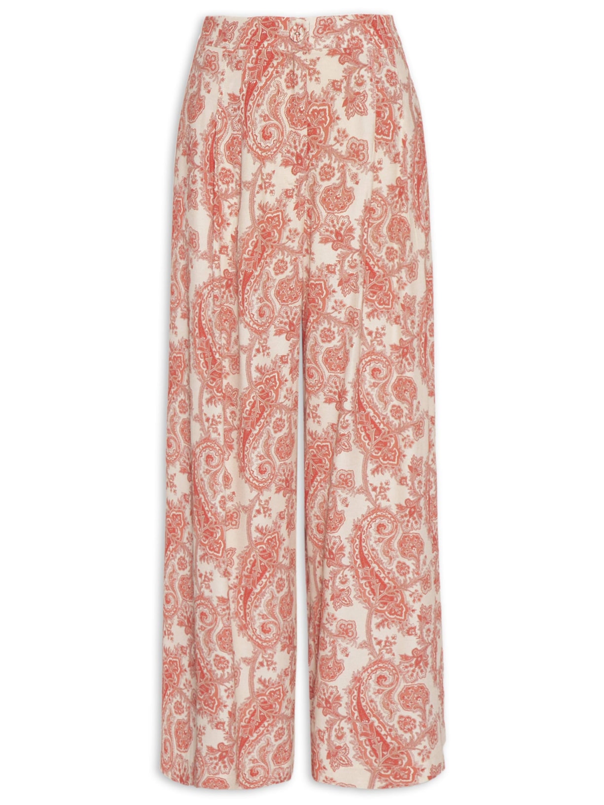 Calça Feminina Pantalona Pregas Est Claire Vermelho Maria Filó