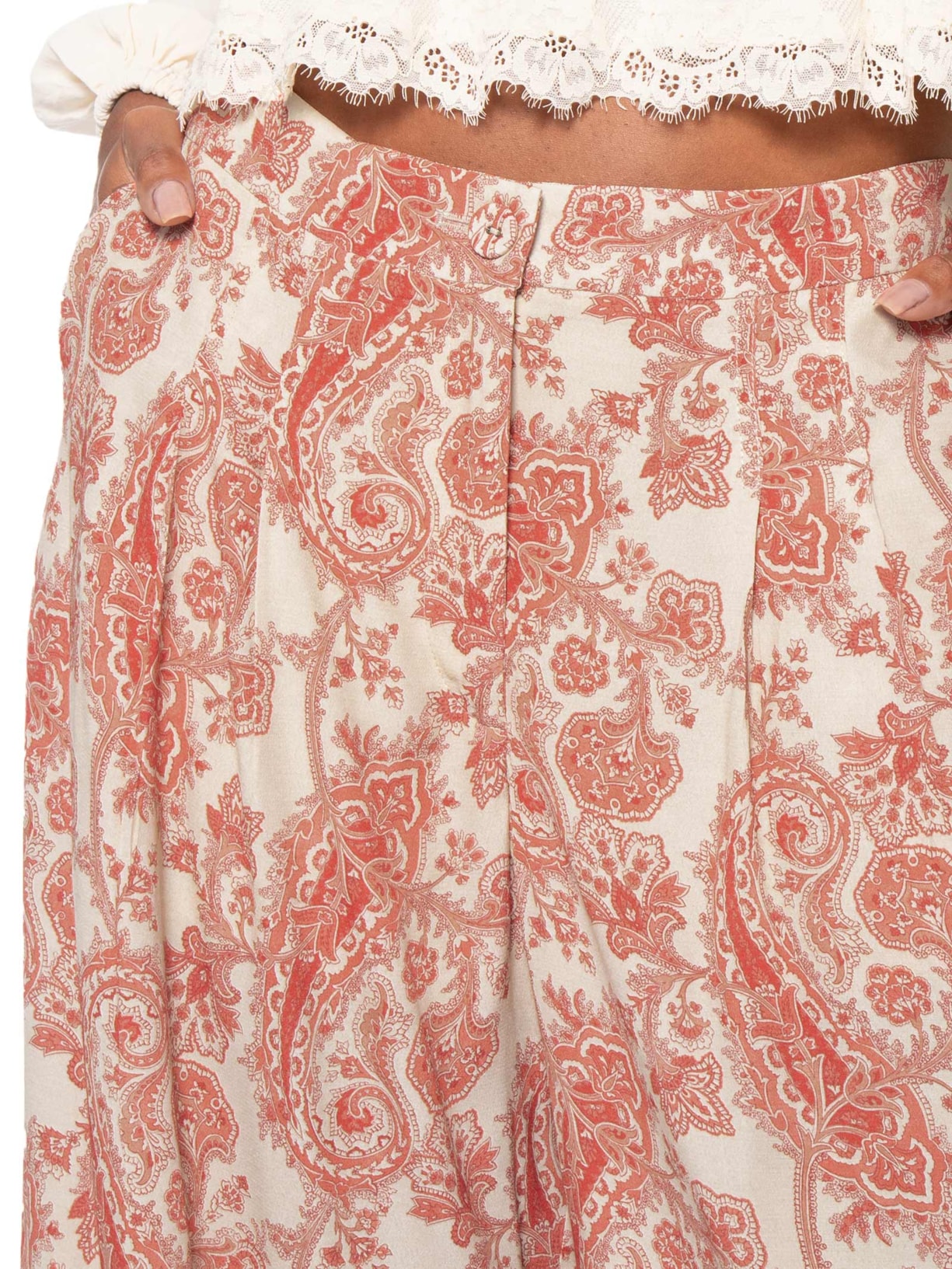 Calça Feminina Pantalona Pregas Est Claire Vermelho Maria Filó