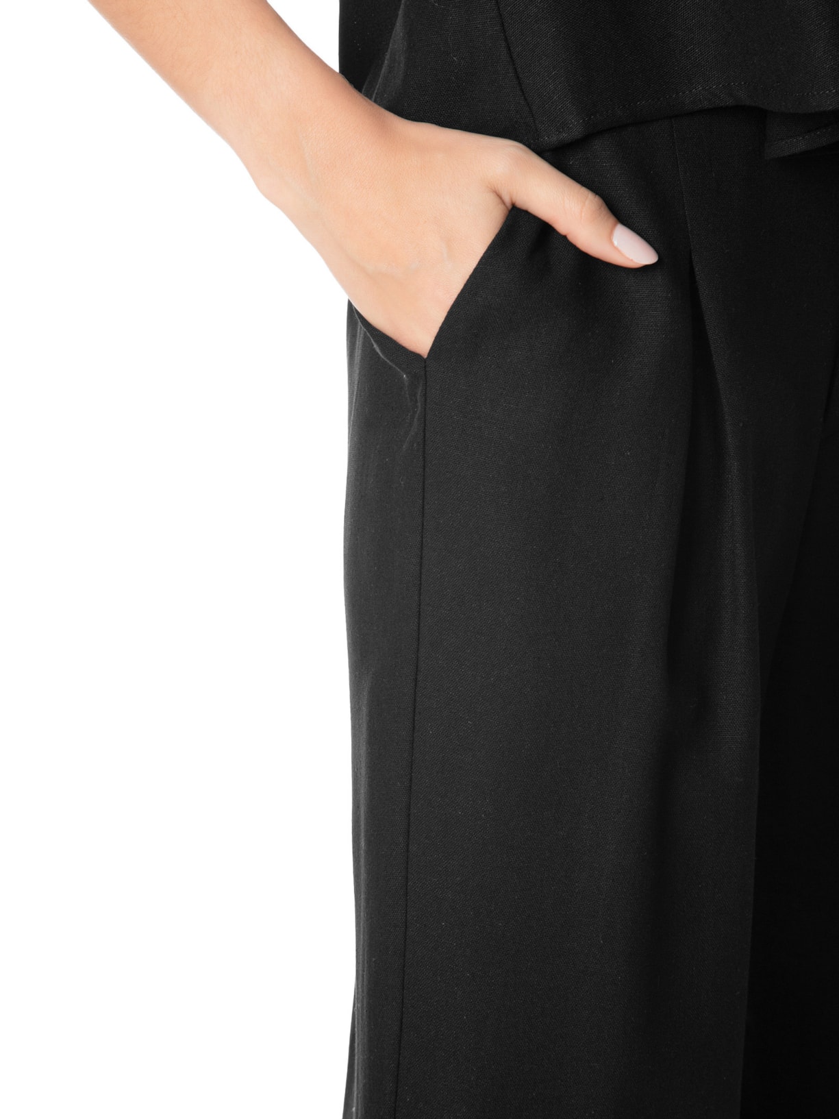 Calça Feminina Pantalona Pregas Preto Maria Filó