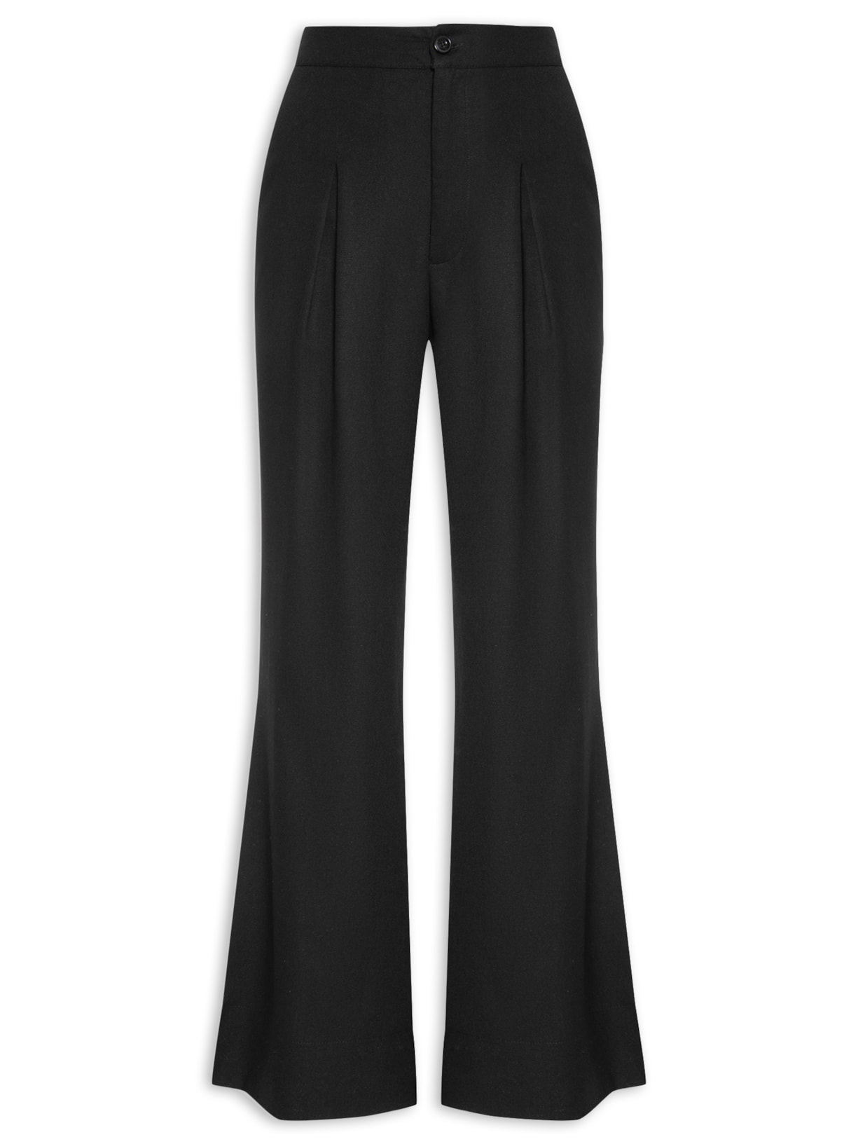 Calça Feminina Pantalona Pregas Preto Maria Filó