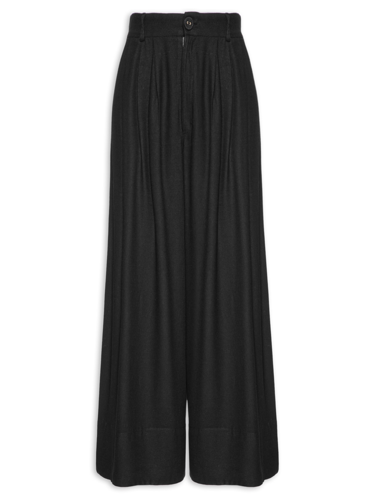 Calça Feminina Pantalona Pregas - Preto