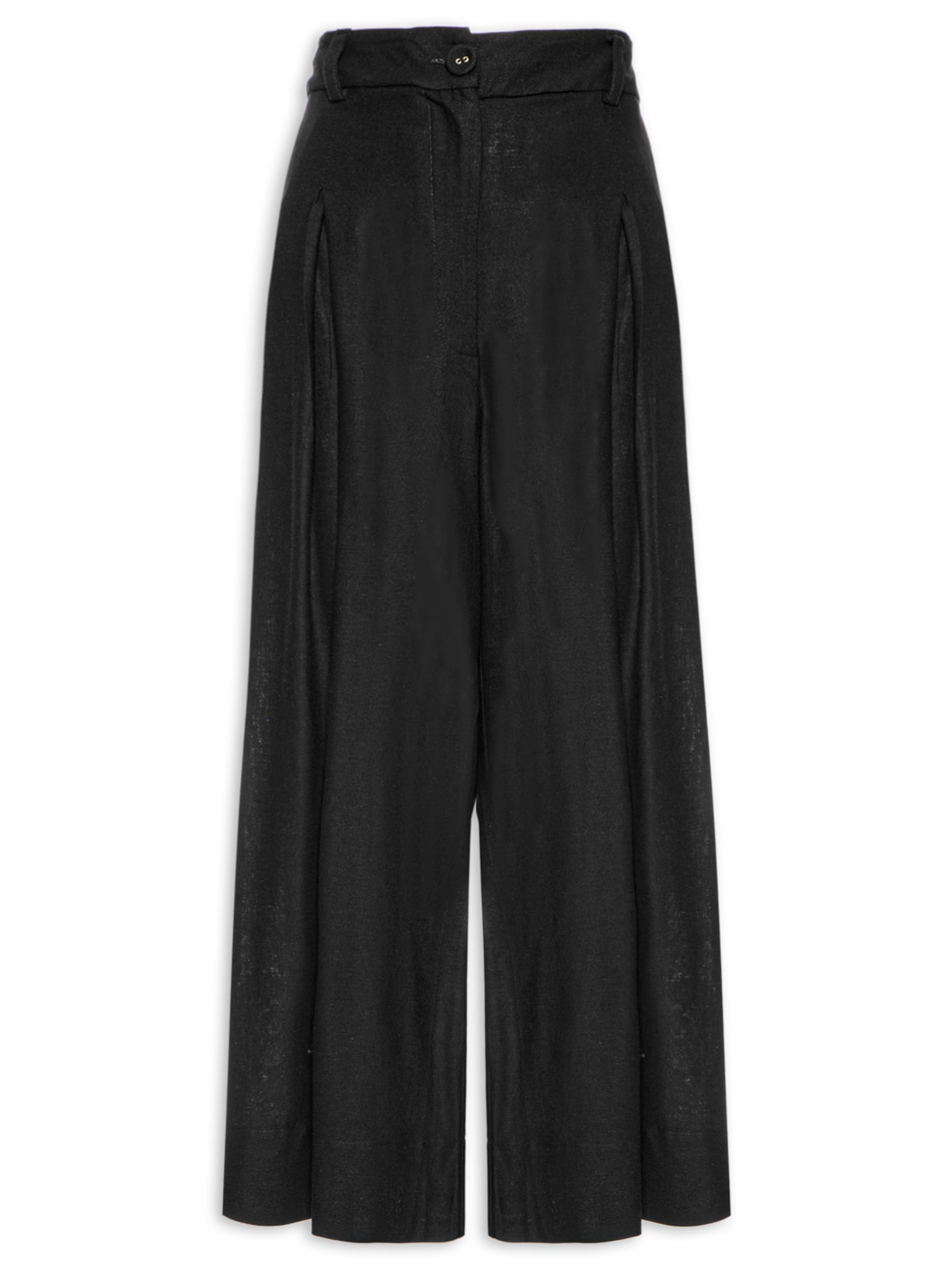 Calça Feminina Pantalona Pregas - Preto