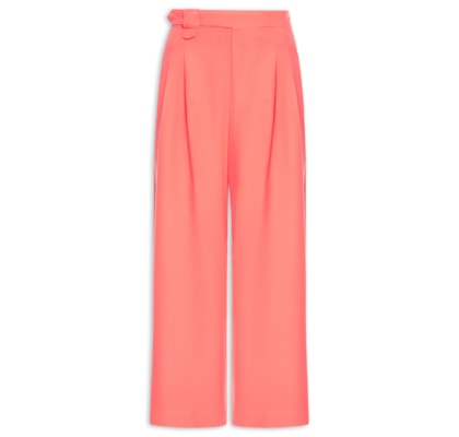 Calça Feminina Pantalona Pregas - Rosa