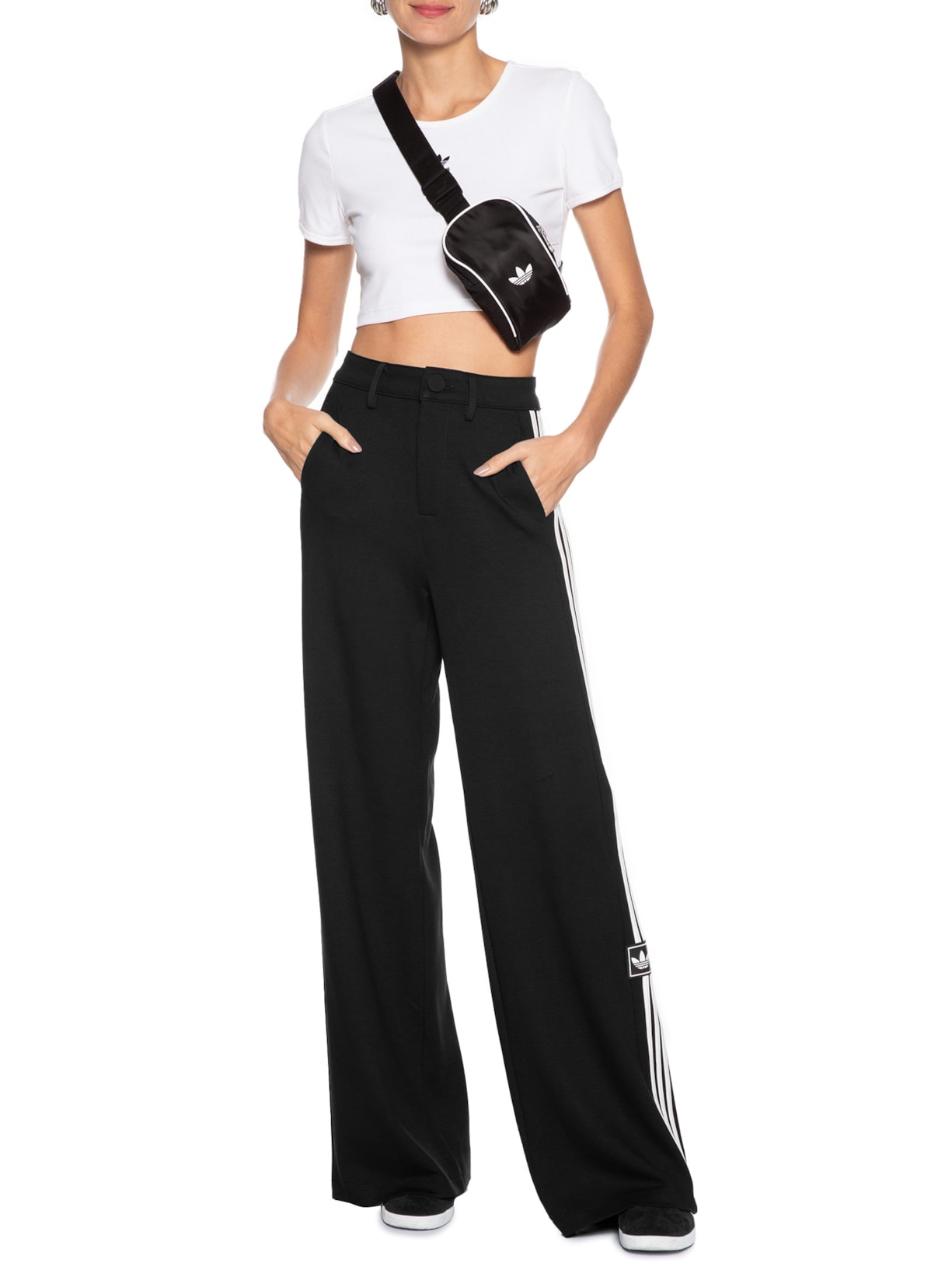 Calça Feminina Pantalona Preto Forum + Adidas