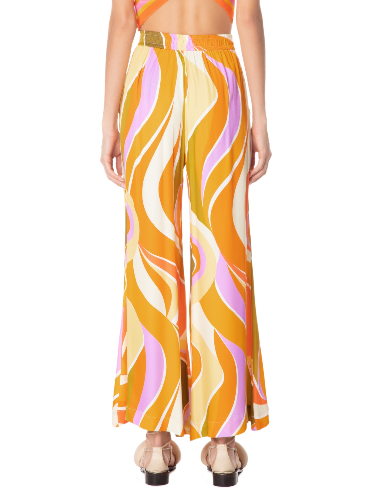 Calça Feminina Pantalona Que Onda Amarelo Farm