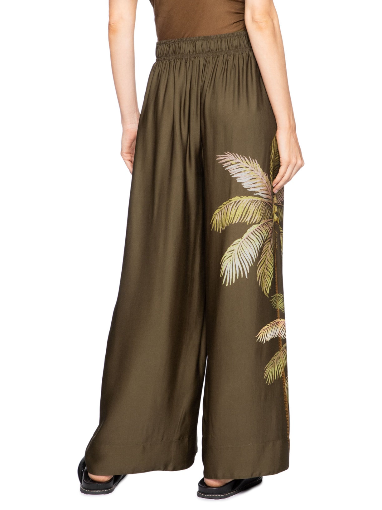 Calça Feminina Pantalona Sol De Coqueiro Marrom Farm