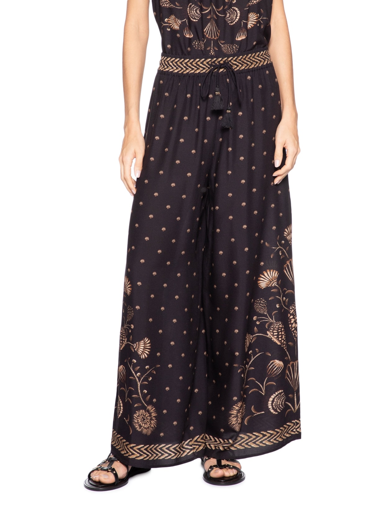 Calça Feminina Pantalona Sonho De Concha Preto Farm