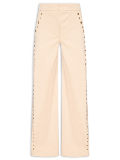 Calça Feminina Pantalona Tachas - Bege