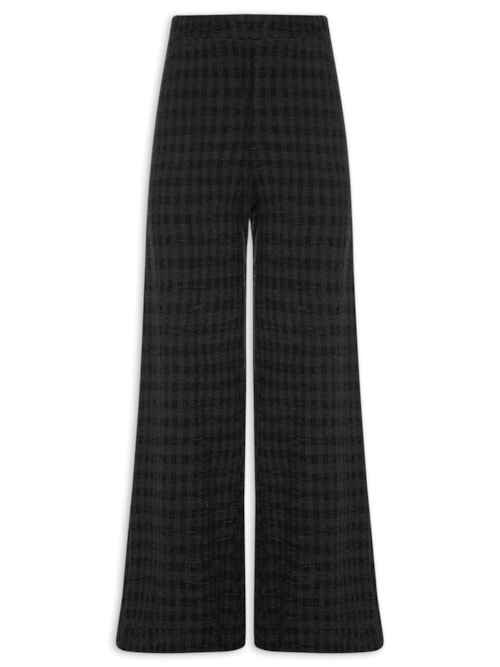 Calça Feminina Pantalona Textura - Preto