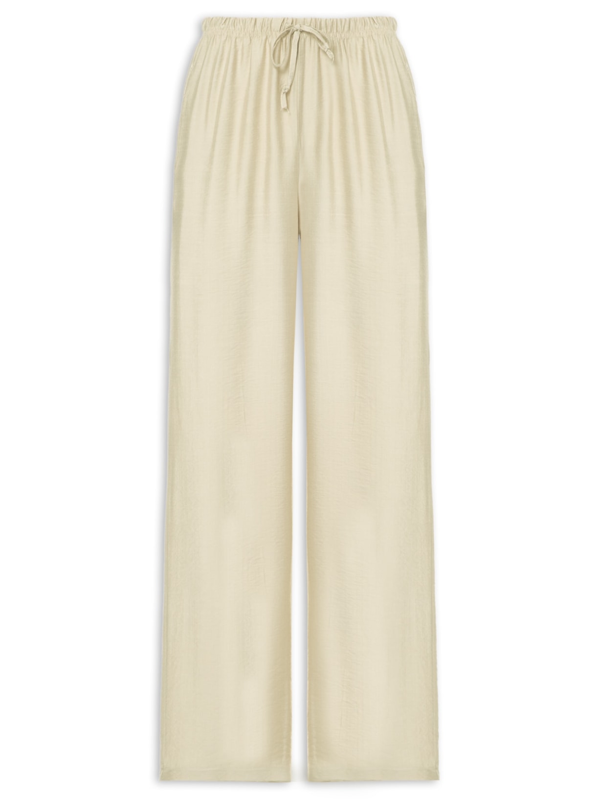 Calça Feminina Pantalona Texturizada - Bege