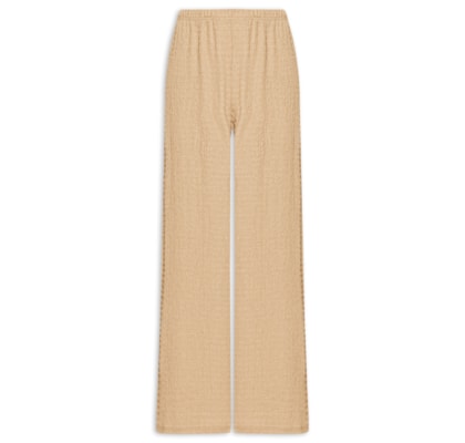 Calça Feminina Pantalona Texturizada - Bege