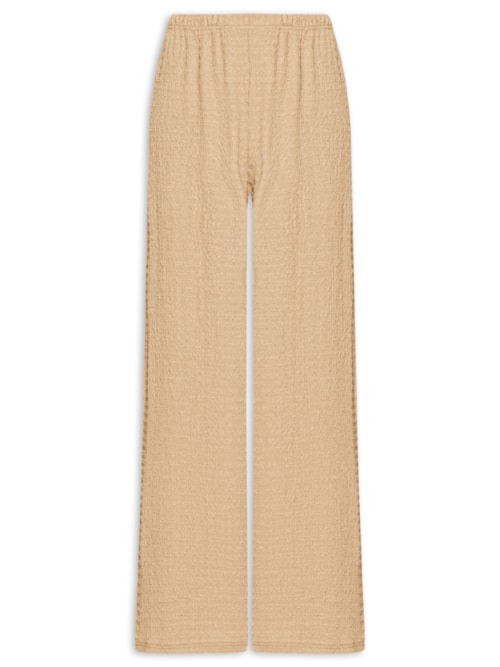 Calça Feminina Pantalona Texturizada - Bege