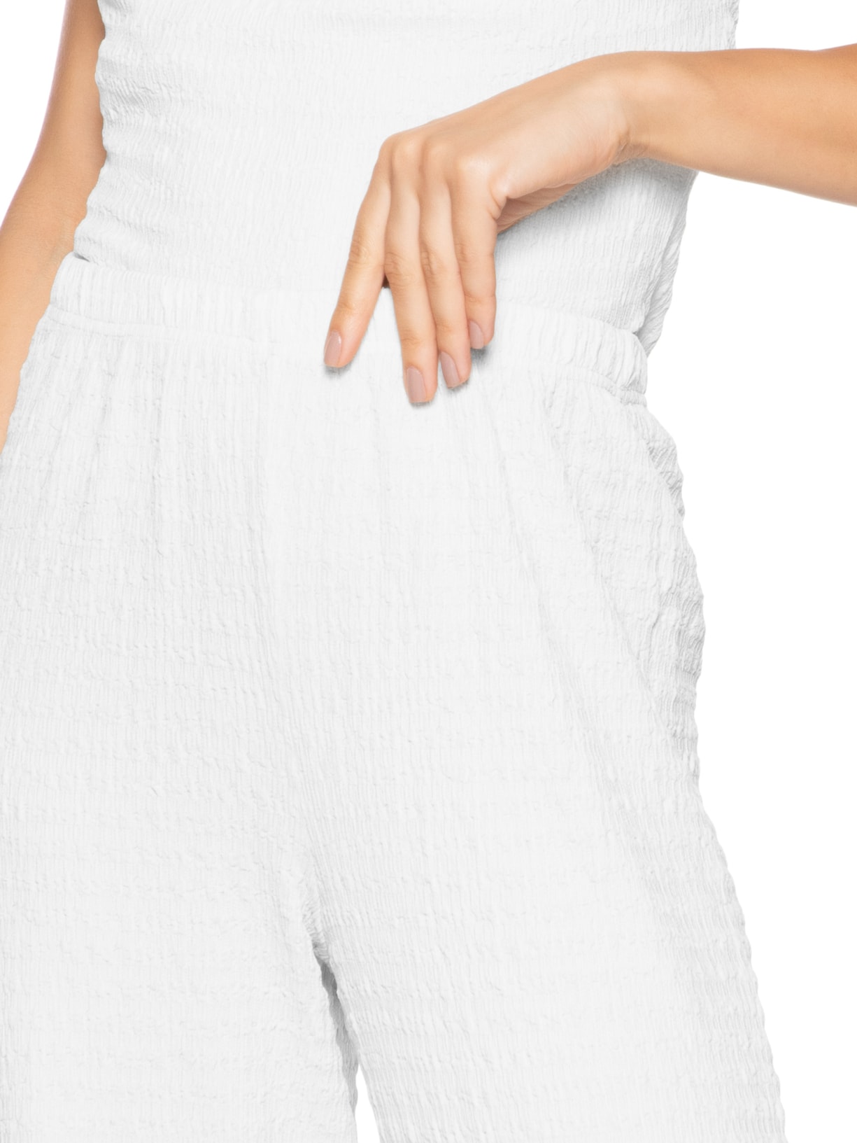 Calça Feminina Pantalona Texturizada Branco '2Essential