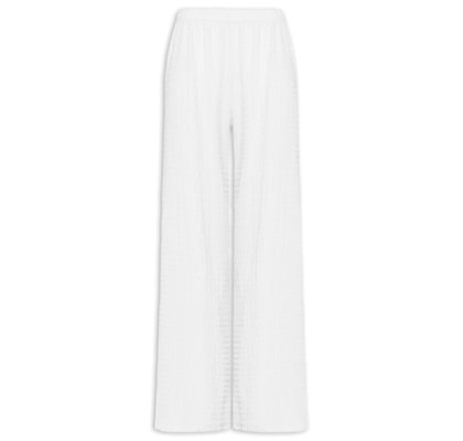 Calça Feminina Pantalona Texturizada - Branco
