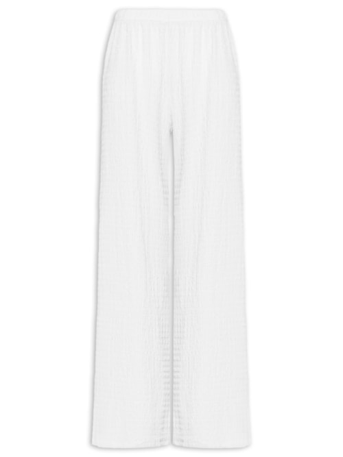 Calça Feminina Pantalona Texturizada - Branco