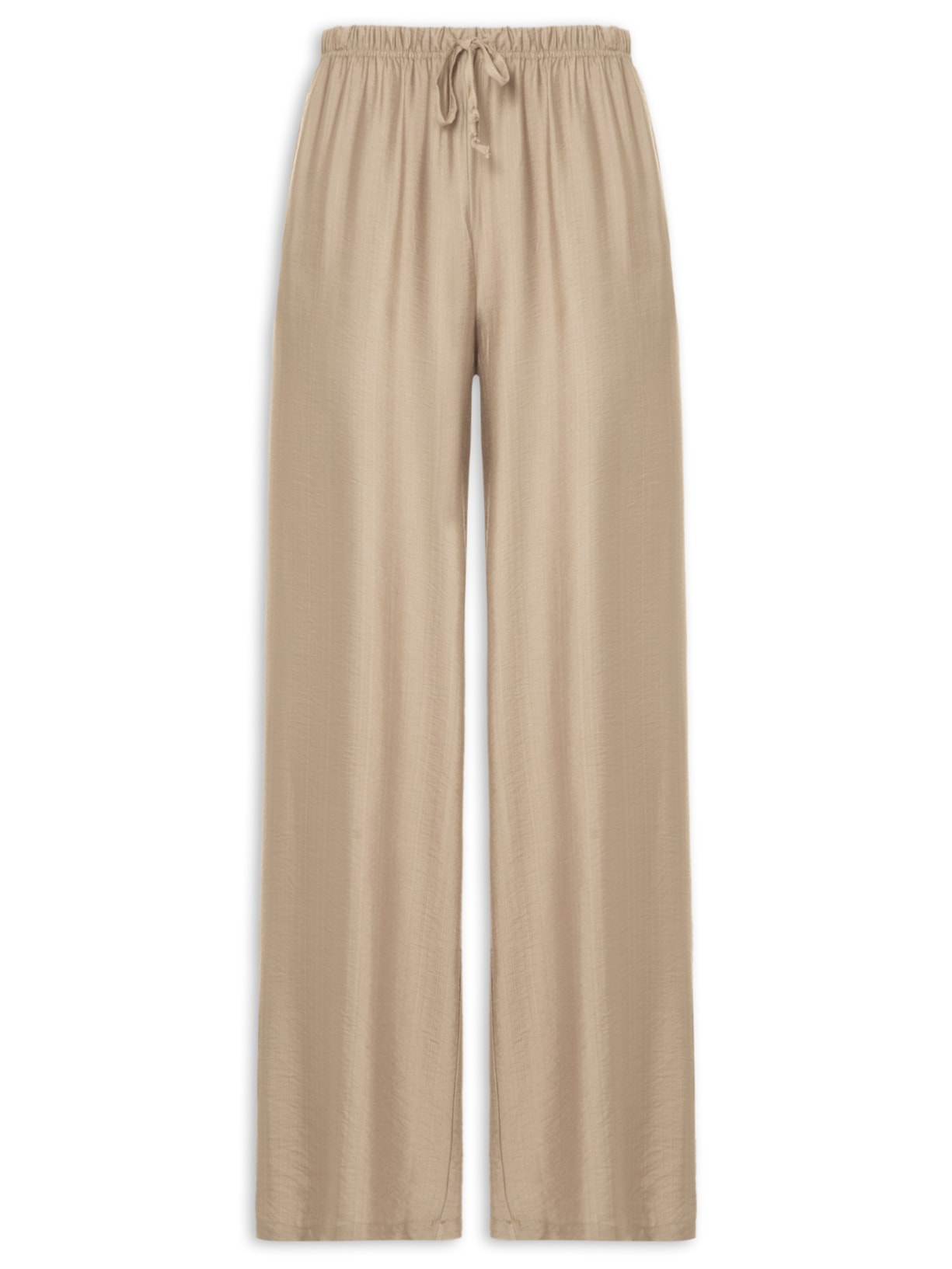 Calça Feminina Pantalona Texturizada - Marrom