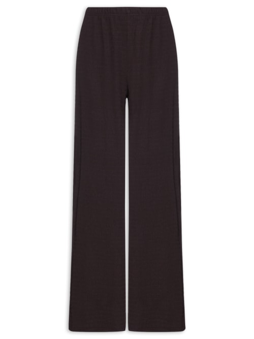 Calça Feminina Pantalona Texturizada - Marrom