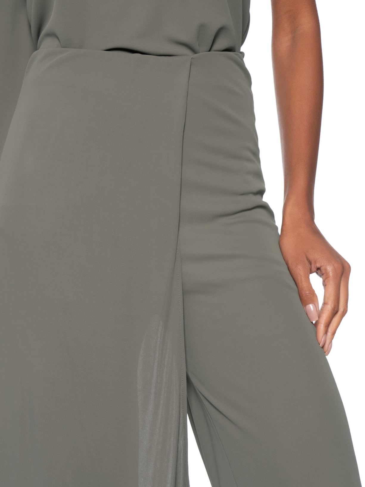Calça Feminina Pantalona Transpasse Marrom Maria Filó
