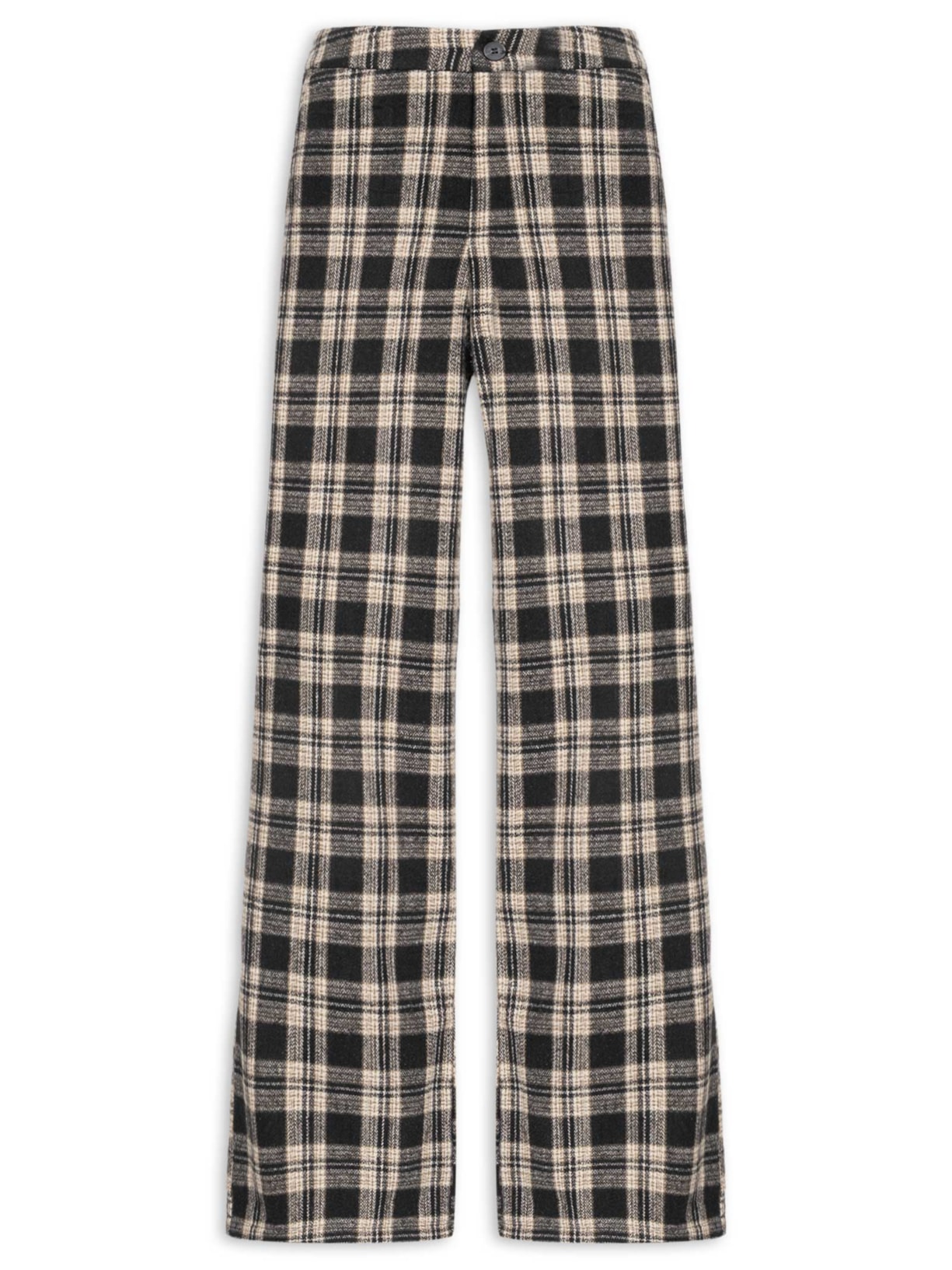 Calça Feminina Pantalona Xadrez Preto Basiq