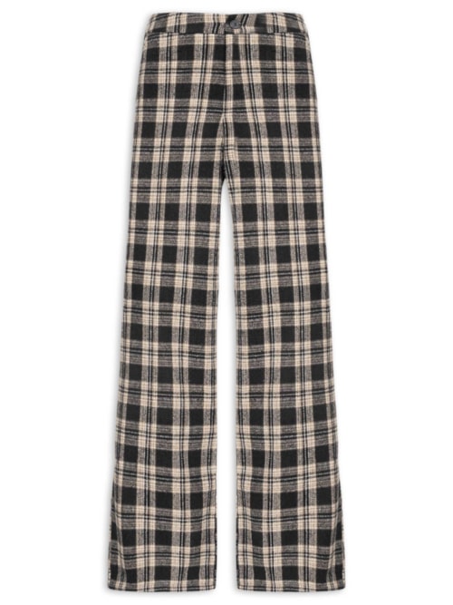 Calça Feminina Pantalona Xadrez - Preto