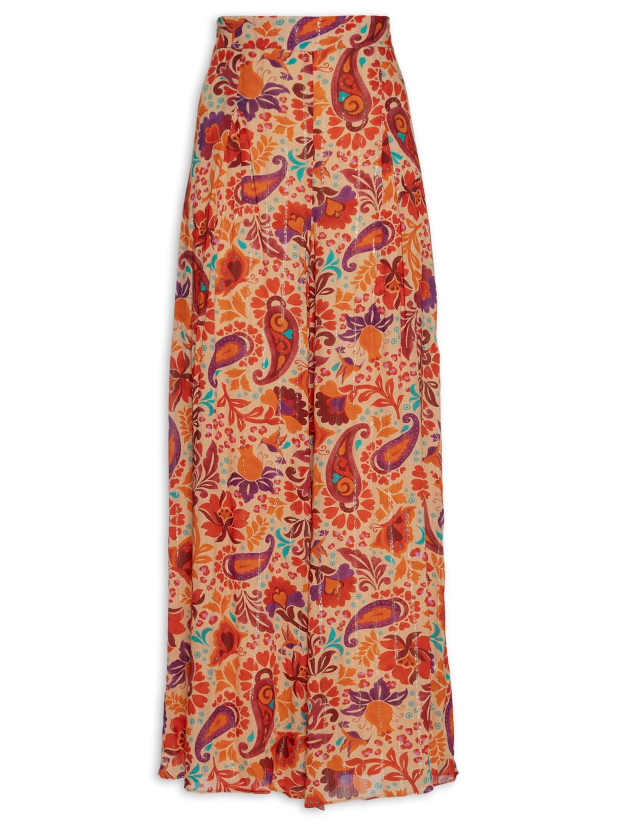 Calça Feminina Patalona Lurex Estampa Mantra - Laranja