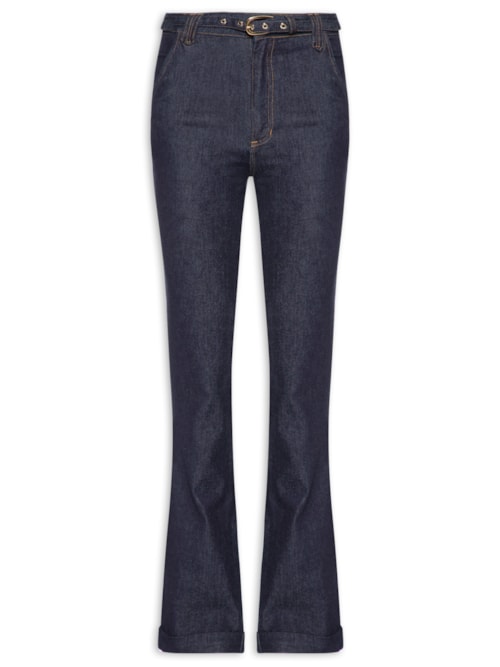 Calça Feminina Paula Bootcut Cinto - Azul
