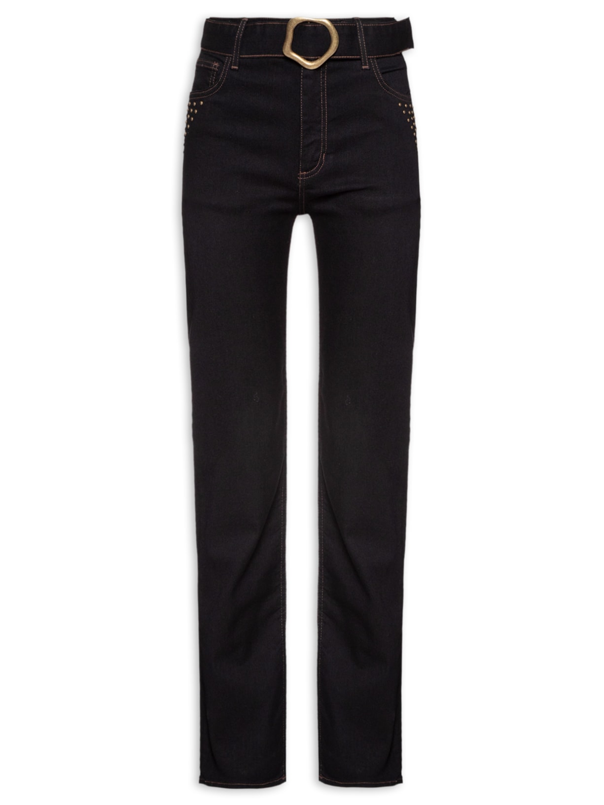 Calça Feminina Paula Cinto Tachas Preto Le Lis