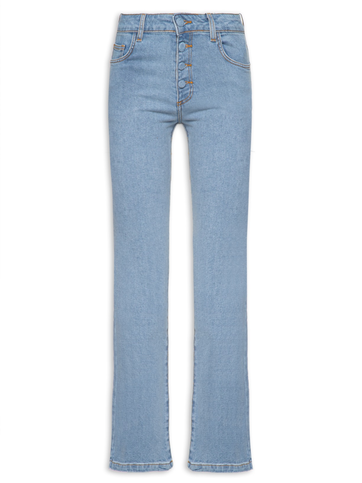 Calça Feminina Paula Reta Capri Botão - Azul