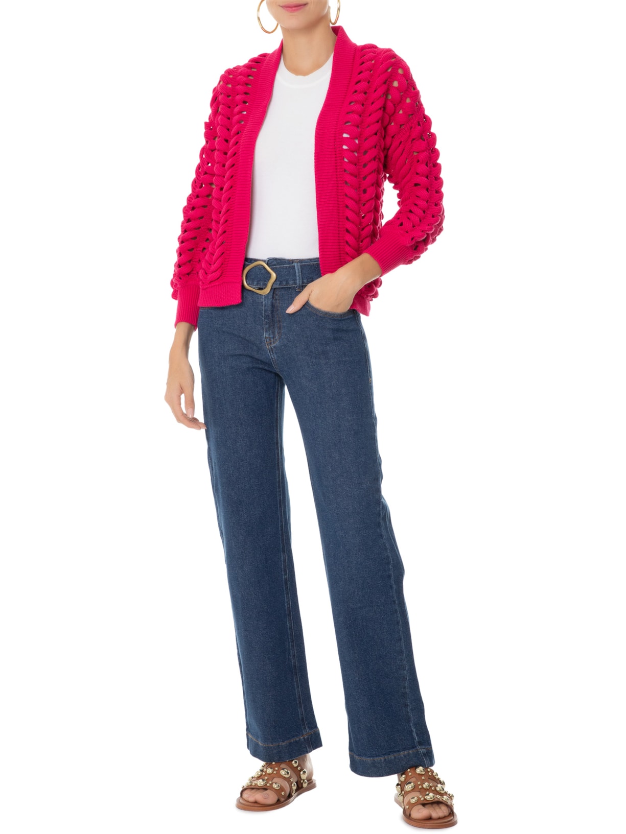 Calça Feminina Paula Reta Capri Cinto Azul Le Lis