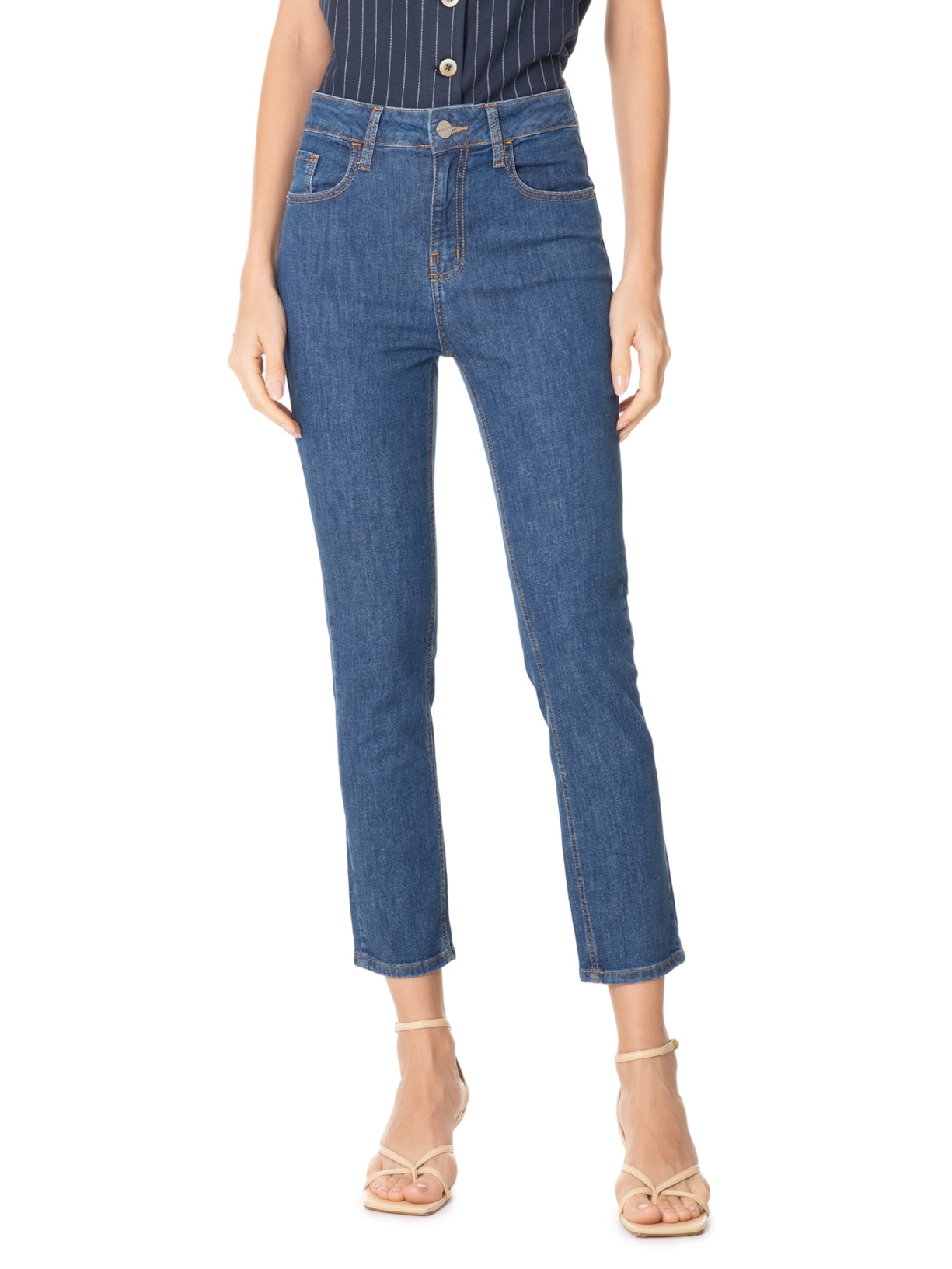 Calça Feminina Paula Reta Curta Azul Le Lis