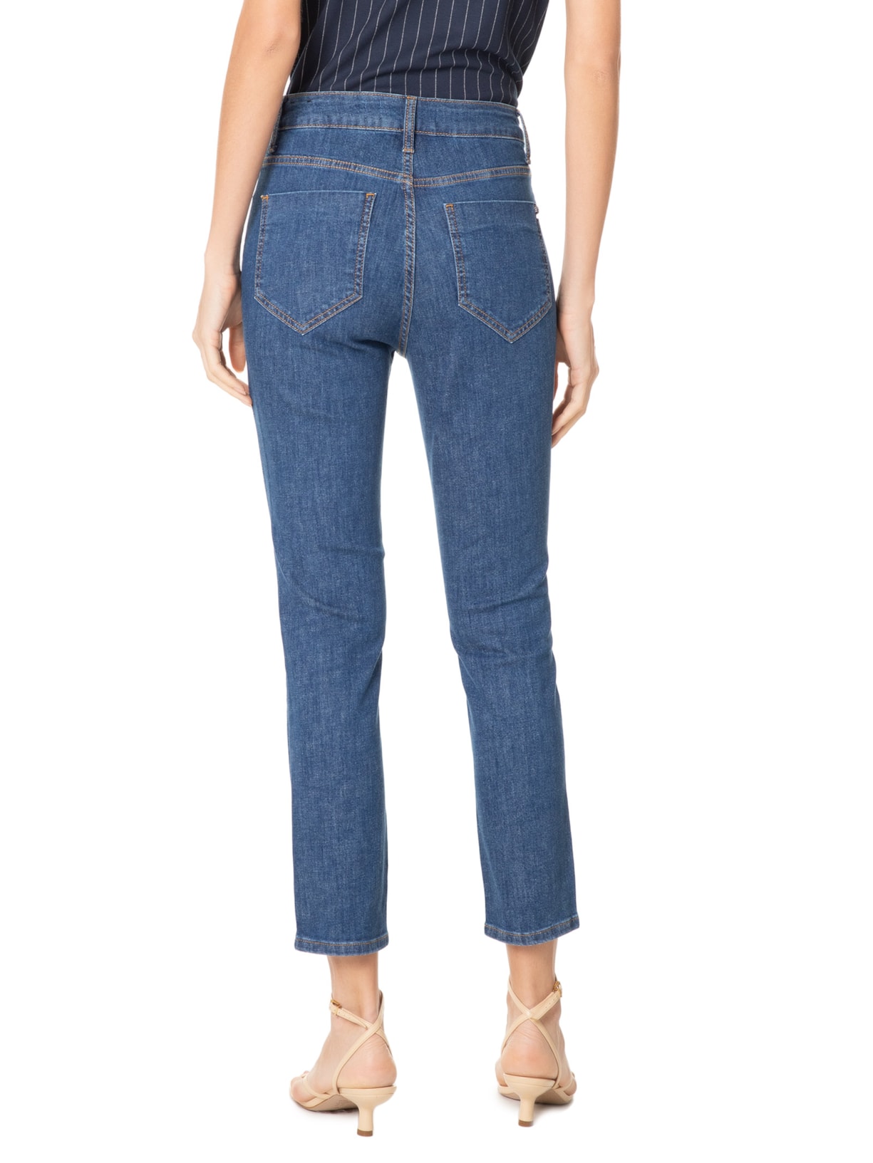 Calça Feminina Paula Reta Curta Azul Le Lis