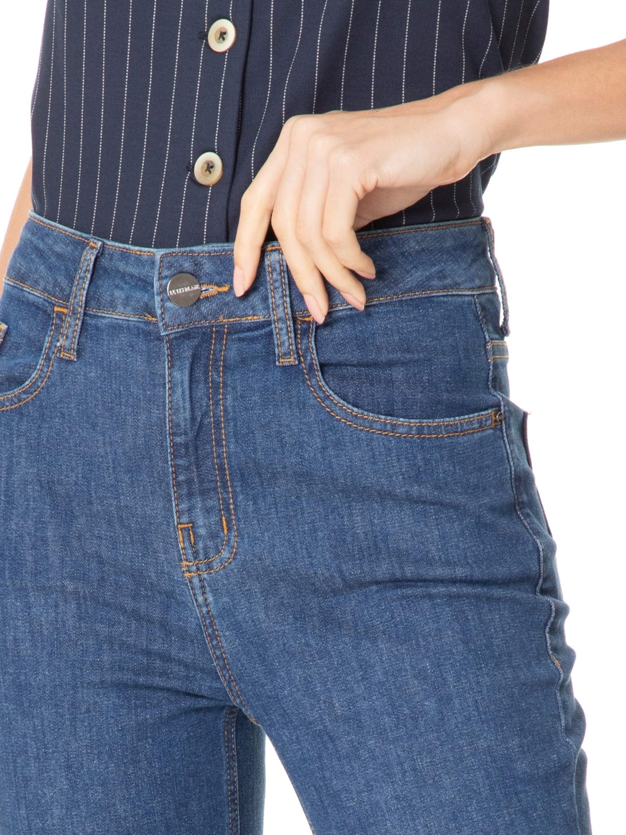 Calça Feminina Paula Reta Curta Azul Le Lis