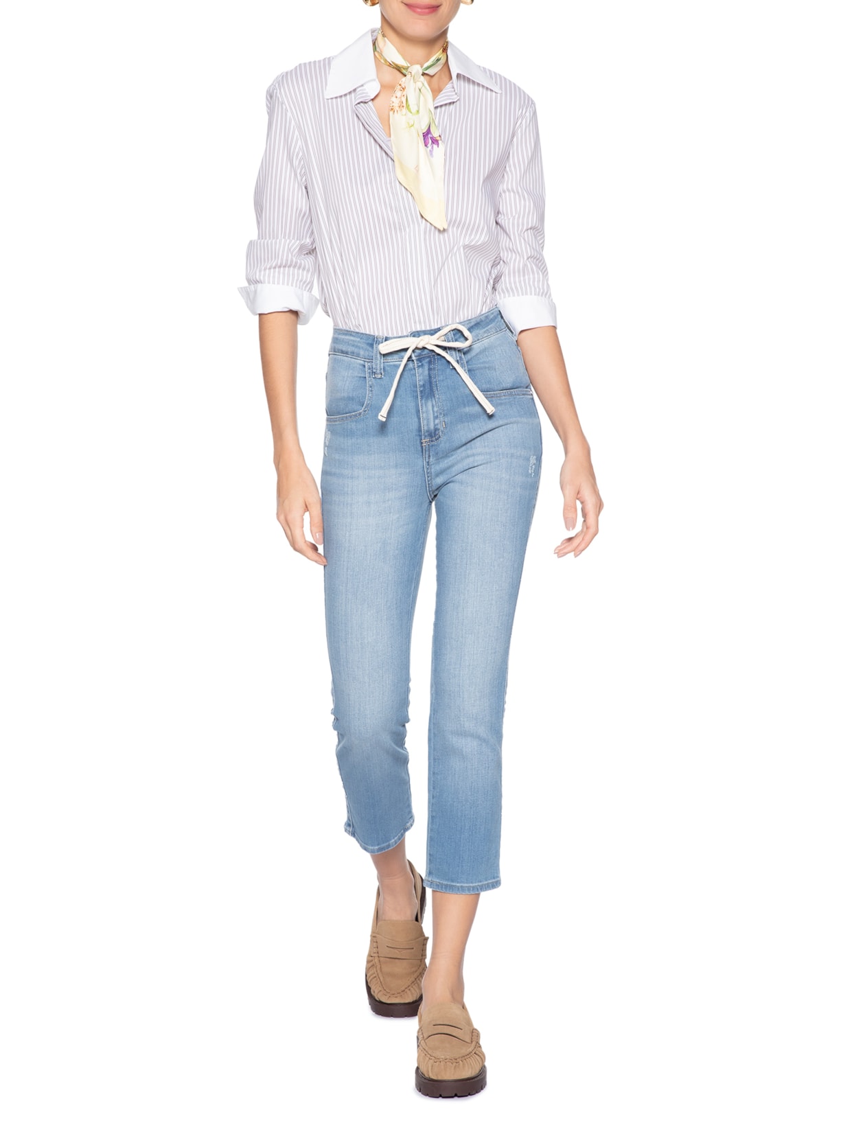 Calça Feminina Paula Reta Curta Azul Le Lis