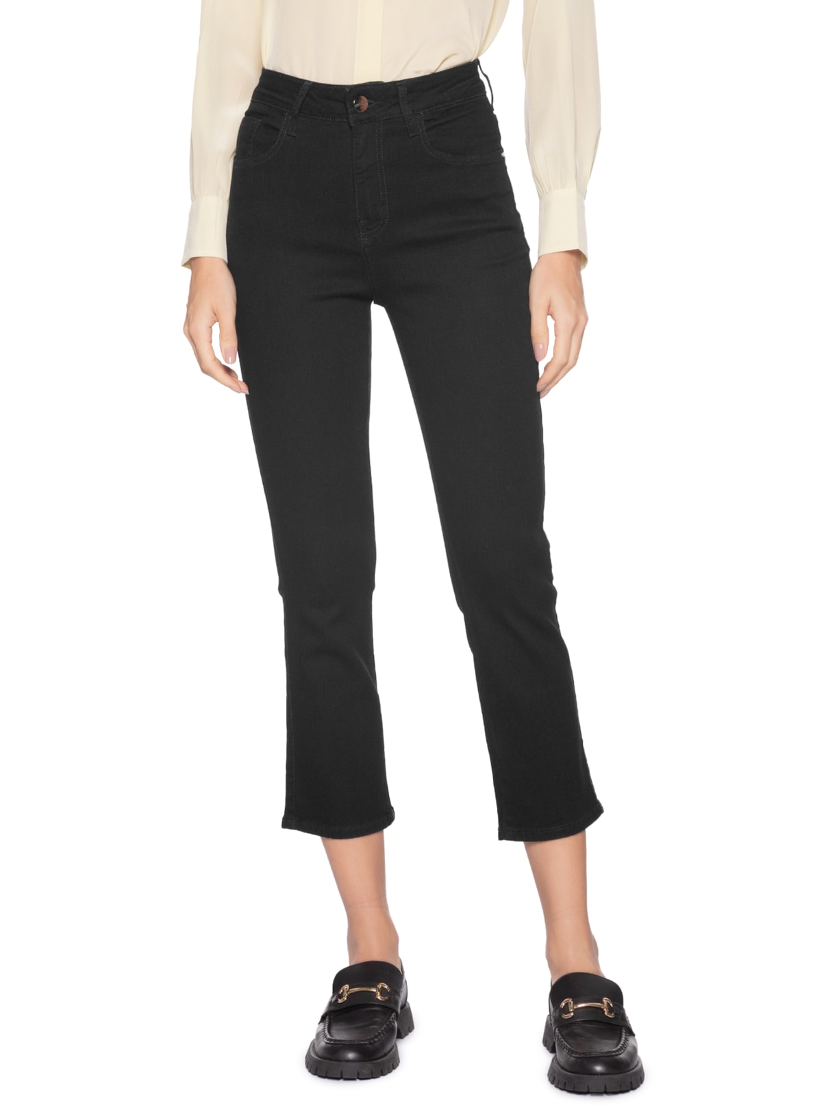 Calça Feminina Paula Reta Curta Preto Le Lis