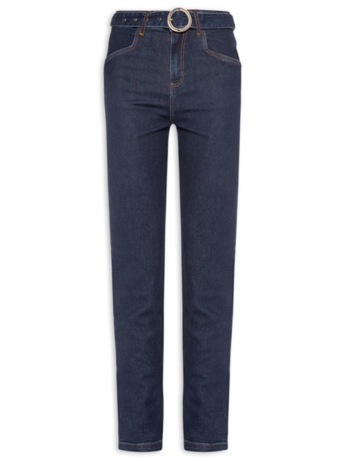 Calça Feminina Paula Skinny Cinto - Azul
