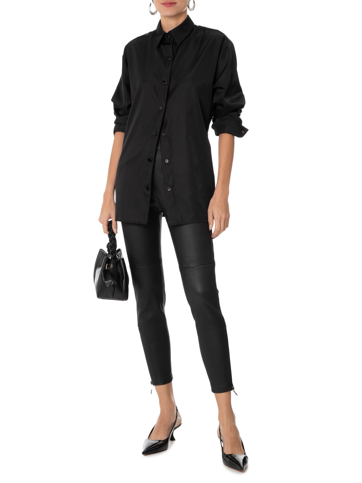 Calça Feminina Paula Skinny Couro Preto Le Lis