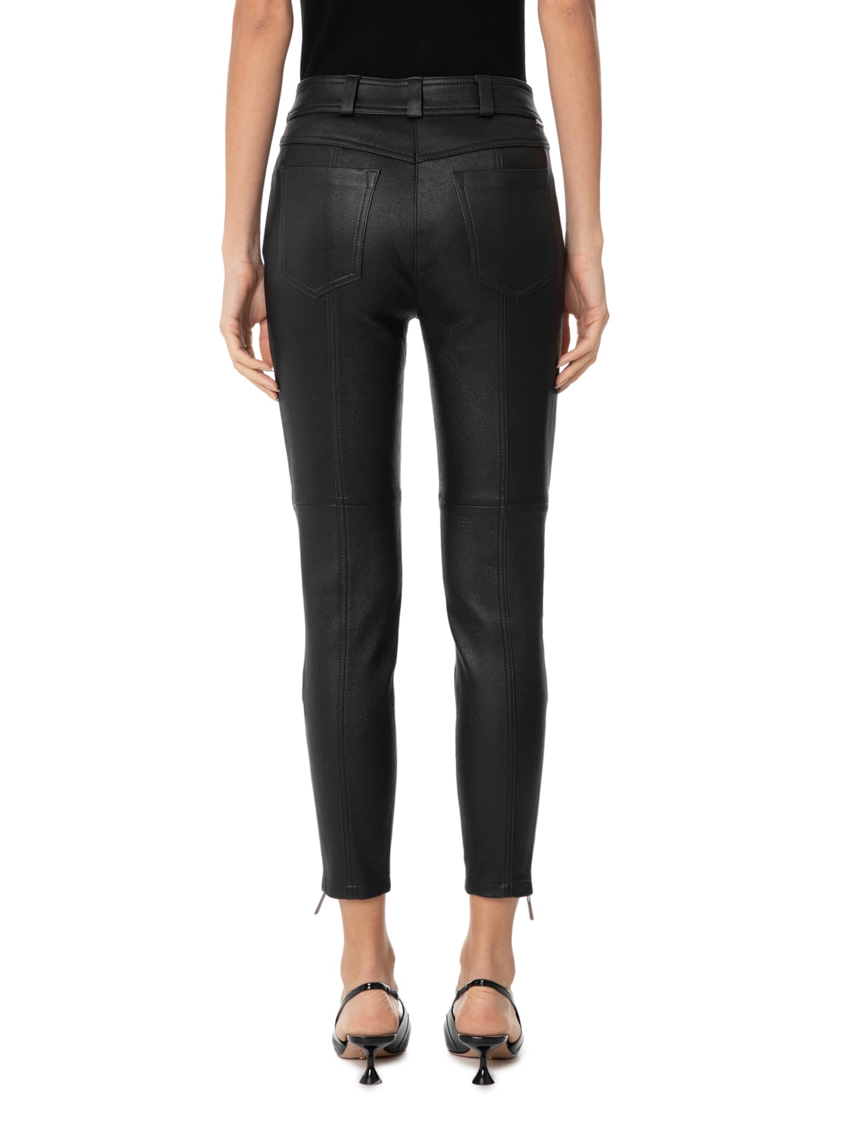 Calça Feminina Paula Skinny Couro Preto Le Lis